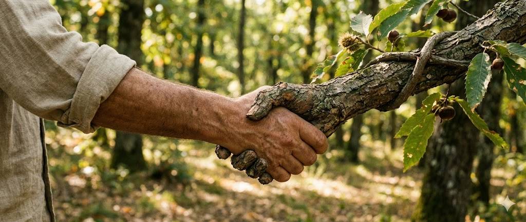 POIGNEE DE MAIN HUMAIN CHATAIGNIER